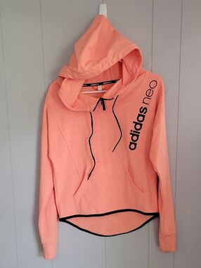 Adidas Women's Athletic Pull Over Long Sleeve Hooded Shirt